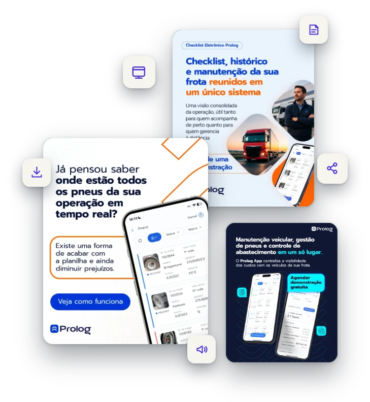 Peças de conteúdo e mídia criadas pela Beatstrap para a Prolog App
